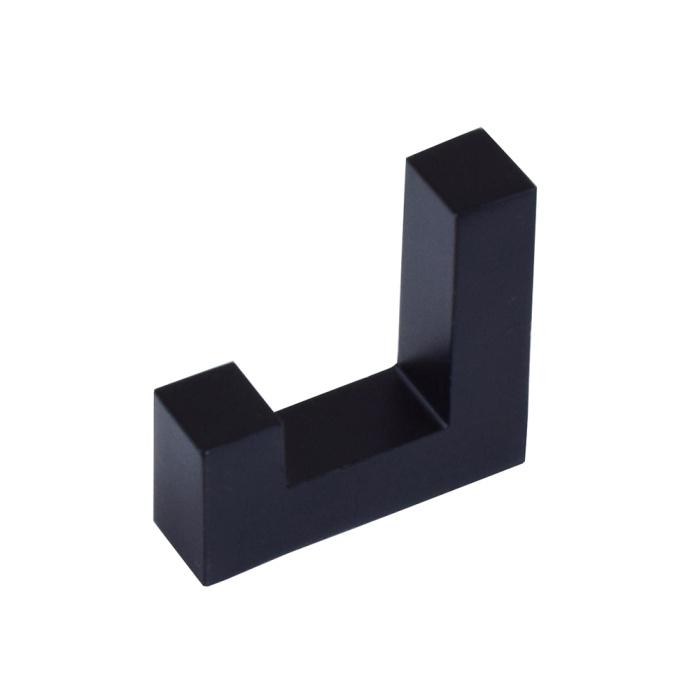 591BL Крючок мебельный однорожковый, матовый черный JET