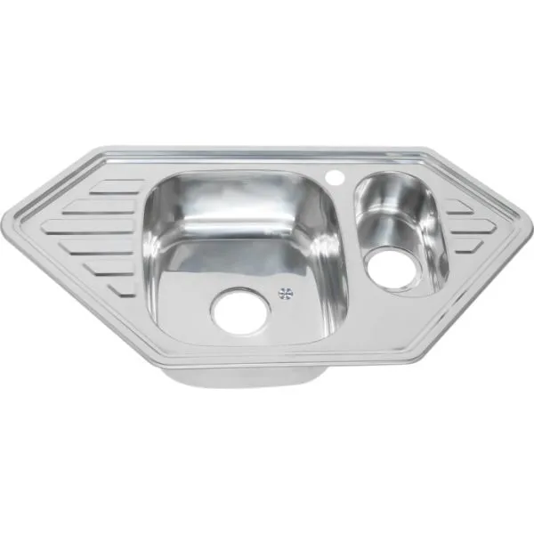 Мойка 950*500*180*0,8мм угловая 1,5-я чаша с сифоном MELANA (7)