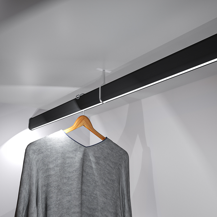 Штанга с подсветкой алюминевая черная для светодиодной ленты 3015AL