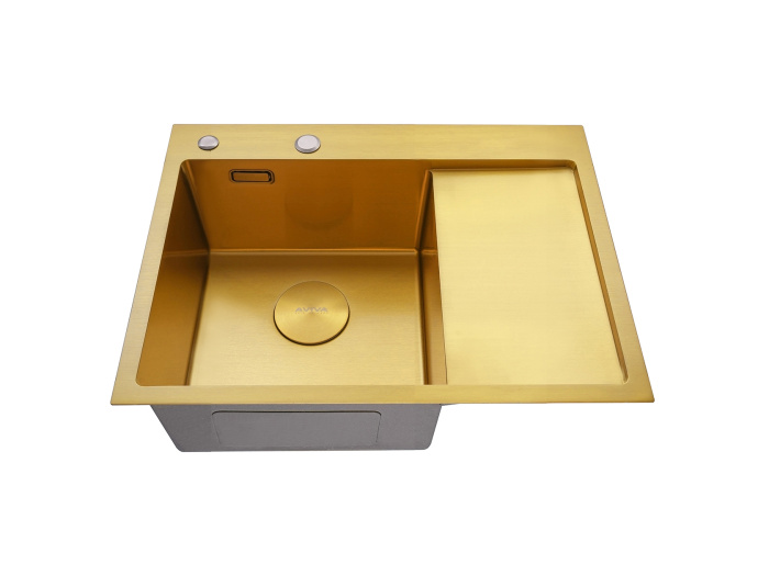 Мойка 650*480*210мм (3мм толщ.) Золото Нано левая + коландер +дозатор+сифон AVIVACOM