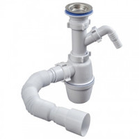 Сифон для одночашевой мойки гранит 3 1/2 + гофра круглый перел с отводом с/м