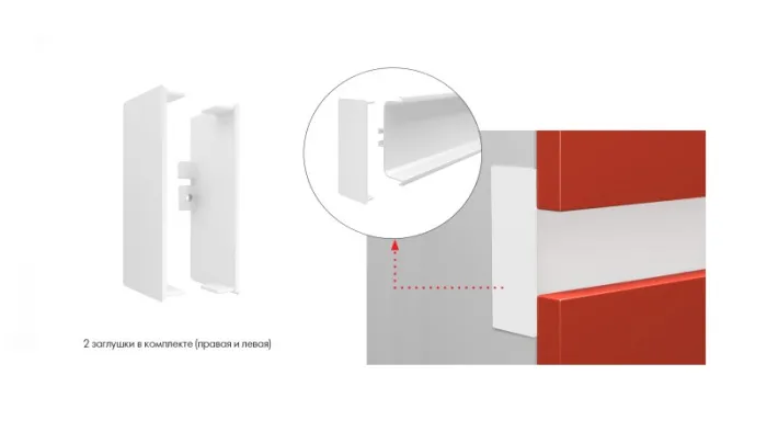 Комплект глухих заглушек 050GOLA профилю С (лев+прав) белый BOYARD (80)
