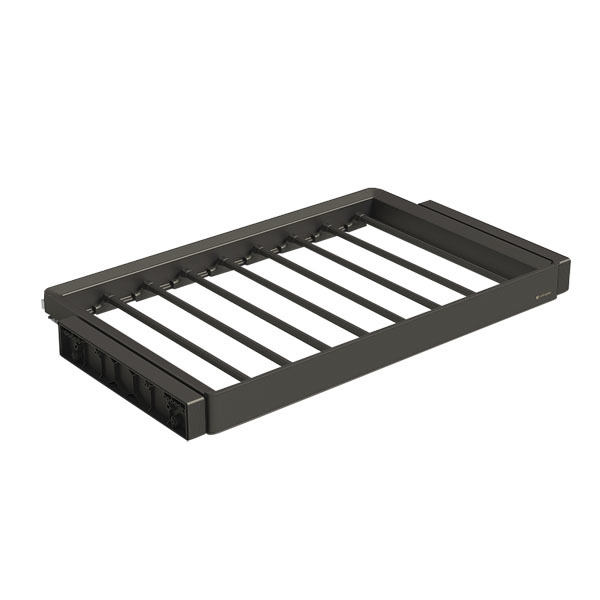 Вешалка для брюк в базу 600 серая кожа, полн выдв. c довод., clip-on MONIKA Unihopper