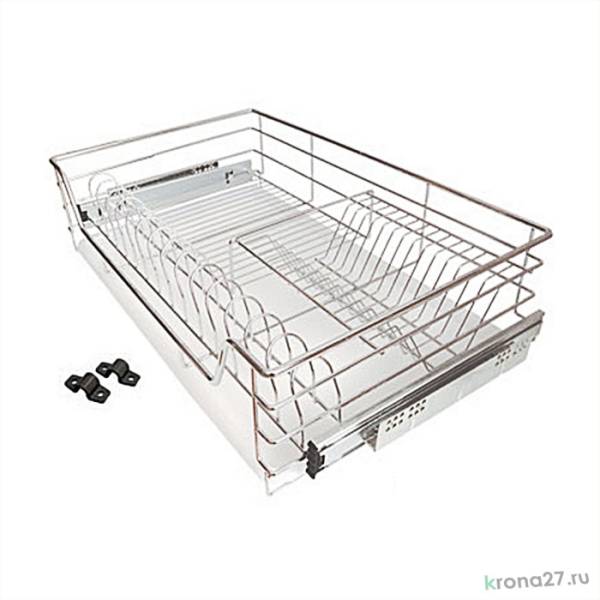 Корзина 600 1-ур с бок кр. с дов.Soft Close с поддоном, хром Китай