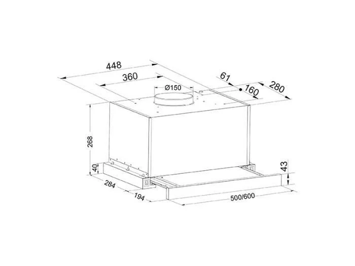 Вытяжка VT-60B черная 1000 м3/ч OASIS