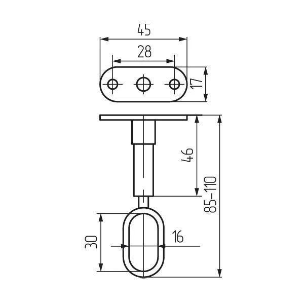 Штангодержатель D=30 для овальной трубы регулир,проходной