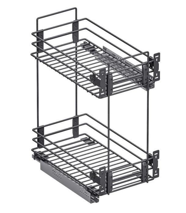 Корзина 400 универс. крепл. 2-х ярусн. напр. Hettich с дов. черный