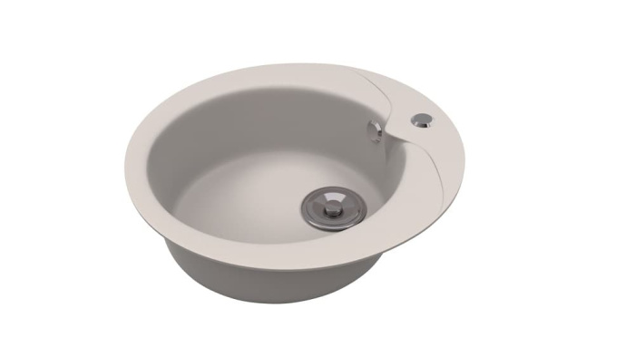 Мойка 470*470 круглая ПРЕМИАЛ КАПЕЛЛА Миндаль матовая сифон в комплекте