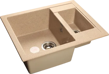 Мойка 610*500 двухчашевая Гранфест QUADRO песочный 610К