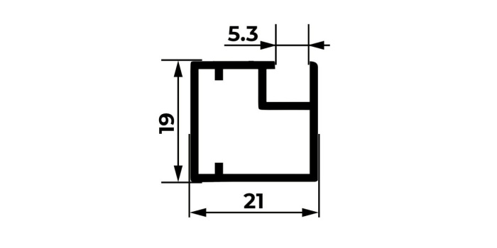 Профиль алюминиевый для фасадов узкий (черный матовый) 6м МР 1932