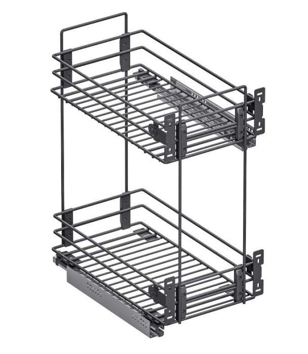 Корзина 300 универс. крепл. 2-х ярусн. напр. Hettich с дов. черный