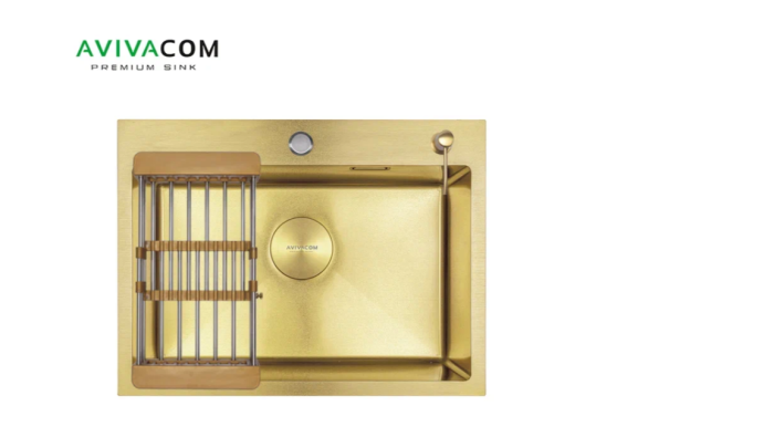 Мойка 600*450*210мм (3мм толщ.) Золото нано+ коландер +дозатор+сифон AVIVACOM
