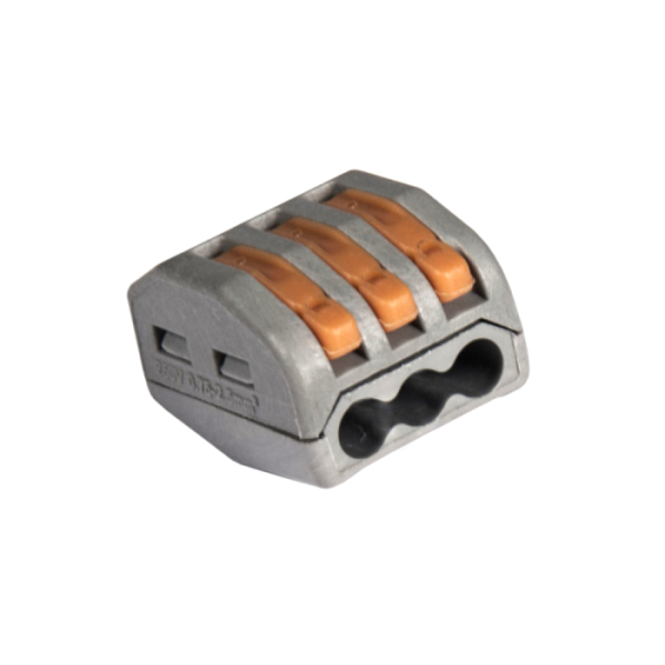 Соединитель клеммный, К203-new, для 3-х проводов, быстрозажимной, серый