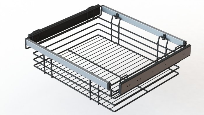 Корзина 1603 (450-590),рамка телескоп, шариковые напр. п/в, черный