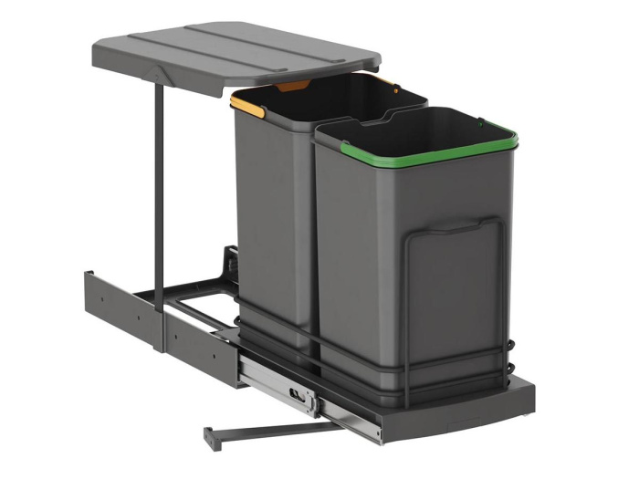 Ведро для мусора 400 мм,12+12л пластик, антрацит Starax