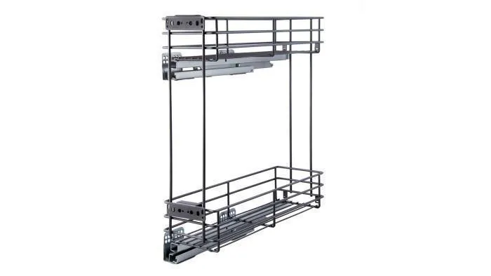 Корзина 200 боков. крепл. 2-х ярусн. без направляющих, Belissimo графит BOYARD