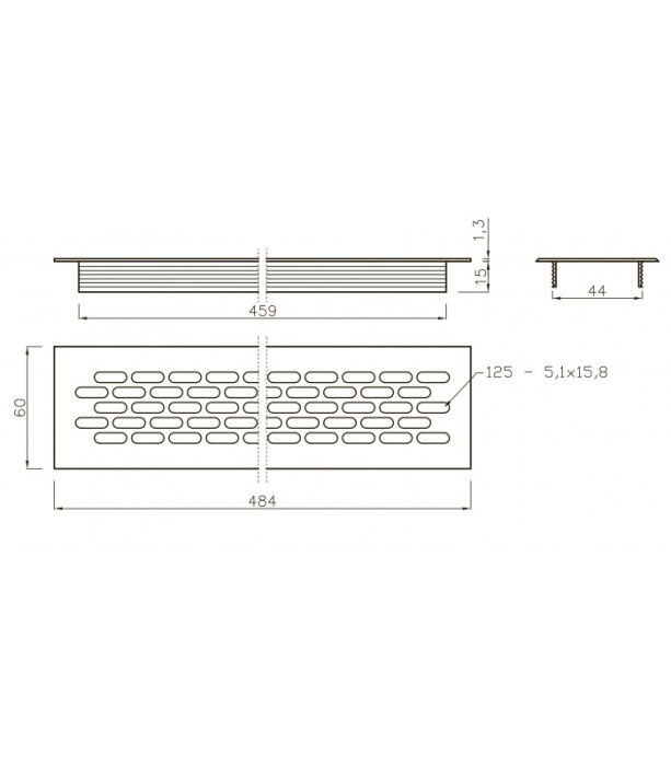 Решетка вентиляционная Белый 480мм*60мм