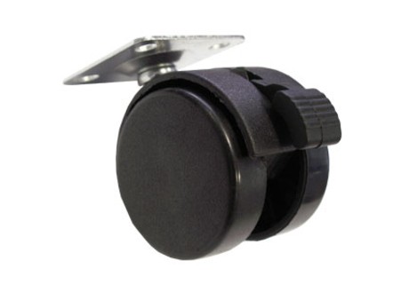 Опора колесная Д=40мм, поворотная, с тормозом, на площадке, черная TWPB-40 Китай