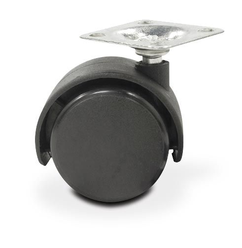 Опора колесная Д=50мм, без тормоза, на площадке, черная JET