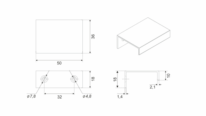 Ручка-торцевая RT809BL.1/32, BOYARD (20)