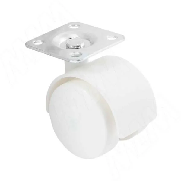 Опора колесная Д=40мм, без тормоза, на площадке, белая PULSE (Китай)