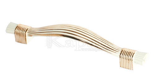 Ручка-скоба 194Z L128мм, замак белый глянец с золотом