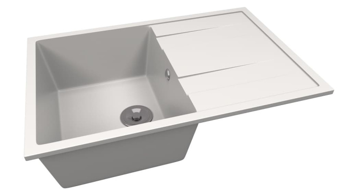 Мойка 760*490 прямоугольная с крылом КАНОПУС Арктика матов сифон