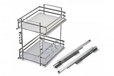 Корзина 400 боков. крепл. 2-х ярусн. напр. скр. монтажа с дов. графит QUADRA PUSH, BOYARD