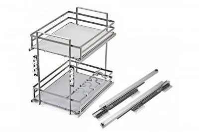 Корзина 400 боков. крепл. 2-х ярусн. напр. скр. монтажа с дов. графит QUADRA PUSH, BOYARD