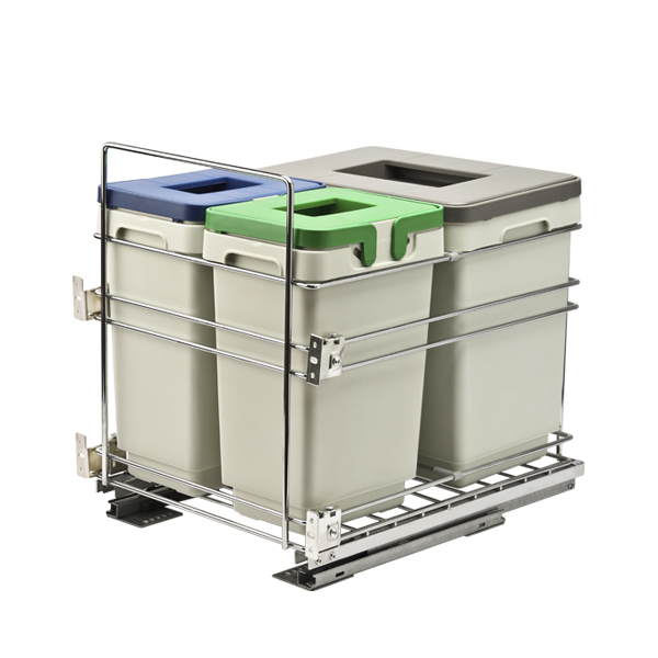 Ведро для мусора 450 мм, 2х8л + 17л крепл к фасаду полн. выдв. с довод. Unihopper