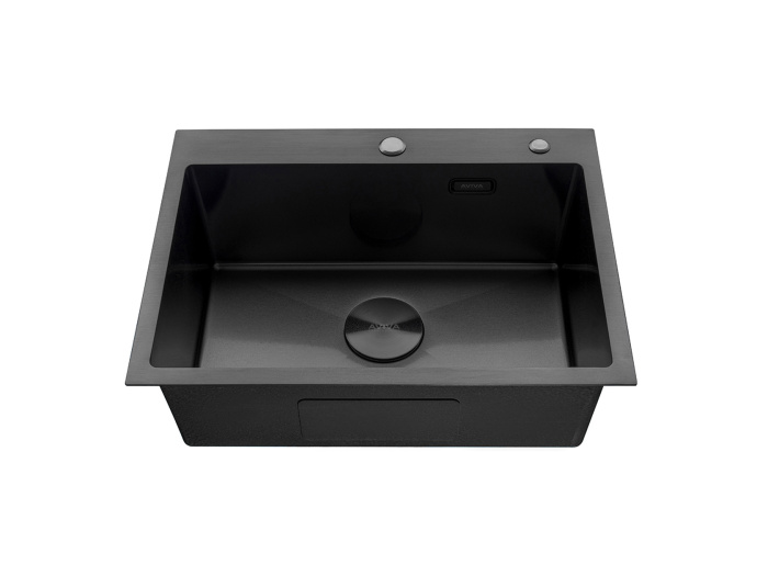 Мойка 600*450*210мм (3мм толщ.) Черный Нано декор + коландер +дозатор+сифон AVIVACOM