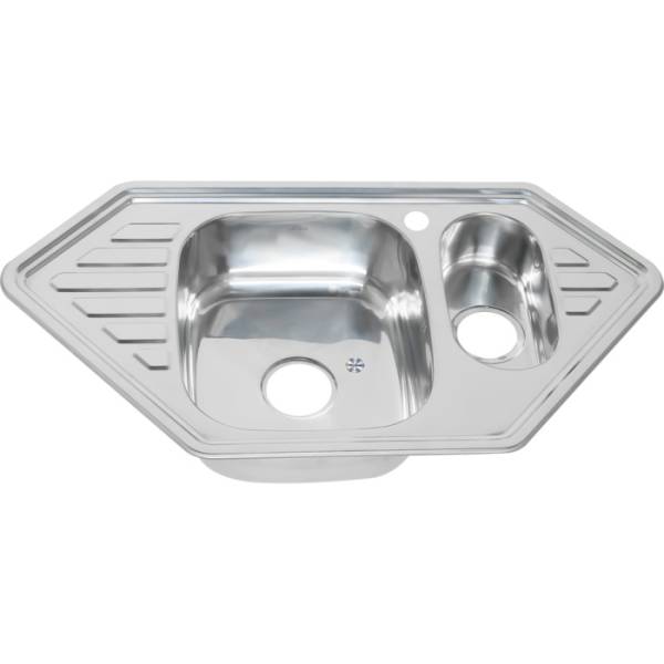 Мойка 950*500*180*0,8мм угловая 1,5-я чаша с сифоном MELANA (7)