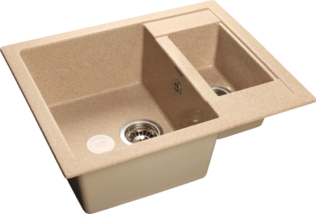 Мойка 610*500 двухчашевая Гранфест QUADRO песочный 610К