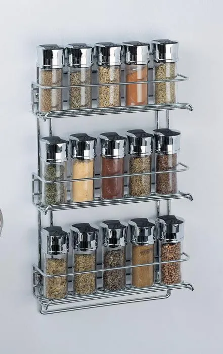 Полка фасадная для специй 3х-ярусная хром 