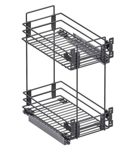 Корзина 400 универс. крепл. 2-х ярусн. напр. Hettich с дов. черный