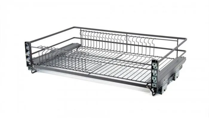 Корзина 600 1-ур с бок. кр. скр.мон.с пуш + поддон графит МИРА ПУШ BOYARD 