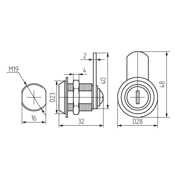 Замок 103 ZCP хром почтовый