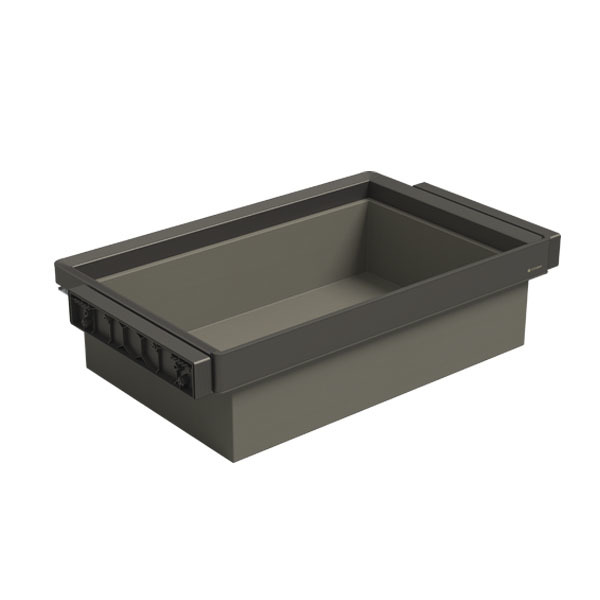 Корзина для белья в базу 600 серая кожа  полн. выдв. с доводчиком clip-on MONIKA Unihopper