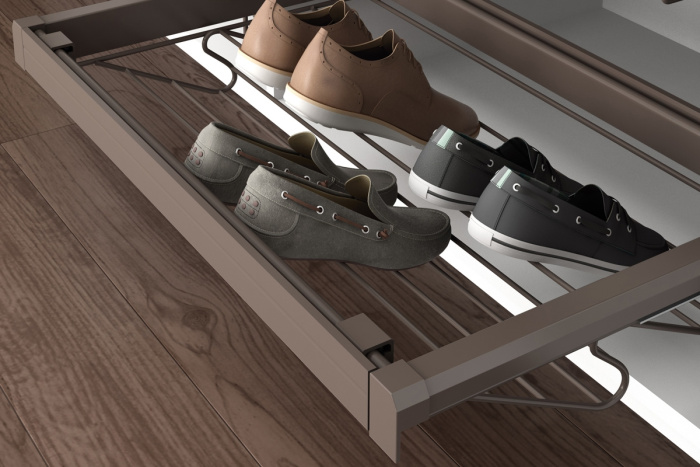 Полка для обуви 565*480*175 полного выдв с довод, цвет Мокка, Unihopper