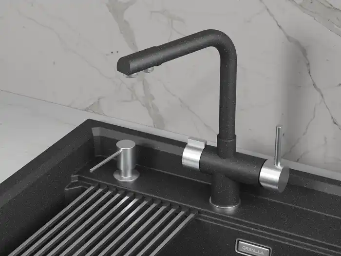 Смеситель для кухни двухрычажный Granula 5008 черный
