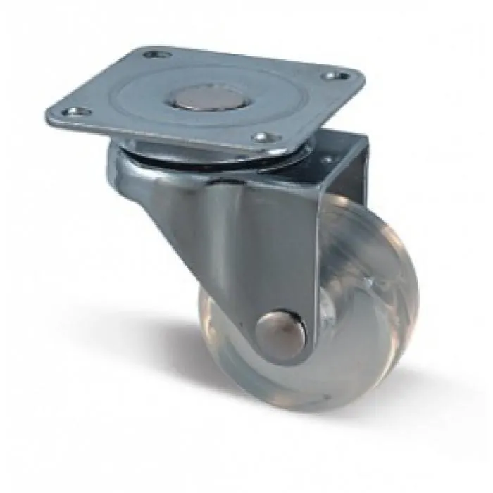 Опора колесная Д=35мм, без тормоза, на площадке, прозрачная GTV