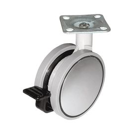 Опора колесная Д=80мм, с тормозом, на площадке, серая КЛАМЕТ