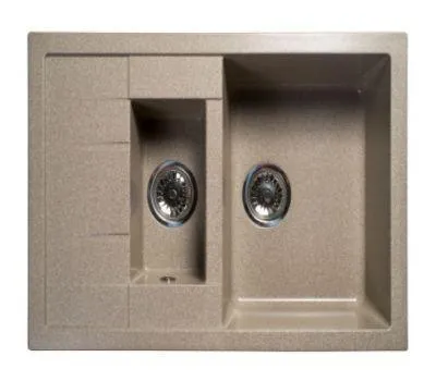 Мойка 775*500 прямоугольная двухчашевая 08 Белый (Пломбир)