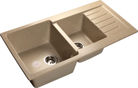 Мойка 980*510 прямоугольная двухчашевая Гранфест  PRACTIK песочный 980КL