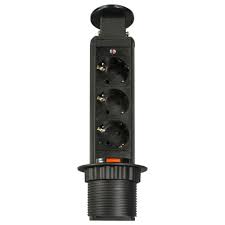 Розетка выдвижная вертикальная (3х EURO) черная,d60 ,механическая