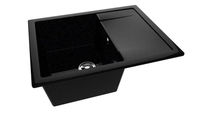 Мойка 645*505 квадратная с крылом АЛЬТАИР Звездная ночь глянец сифон в комплекте