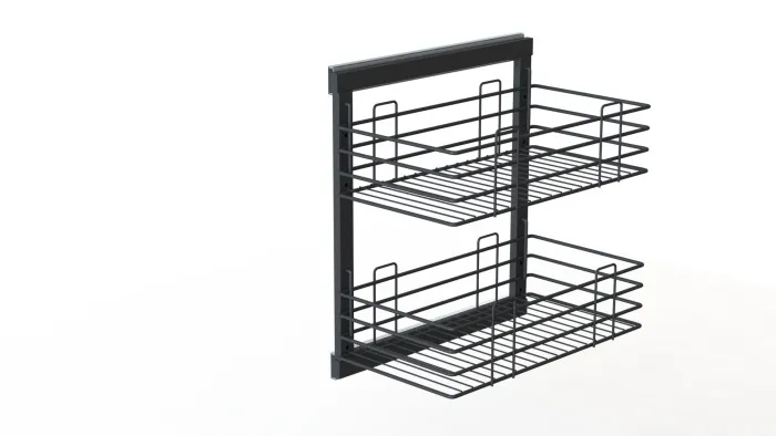 Полка для белья 2-ур., 285*475*515 мм, пол.выд, бок. крепл., цвет черный, JET
