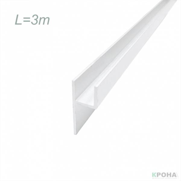 Плинтус-Планка Белая(алюминий) 3 метра