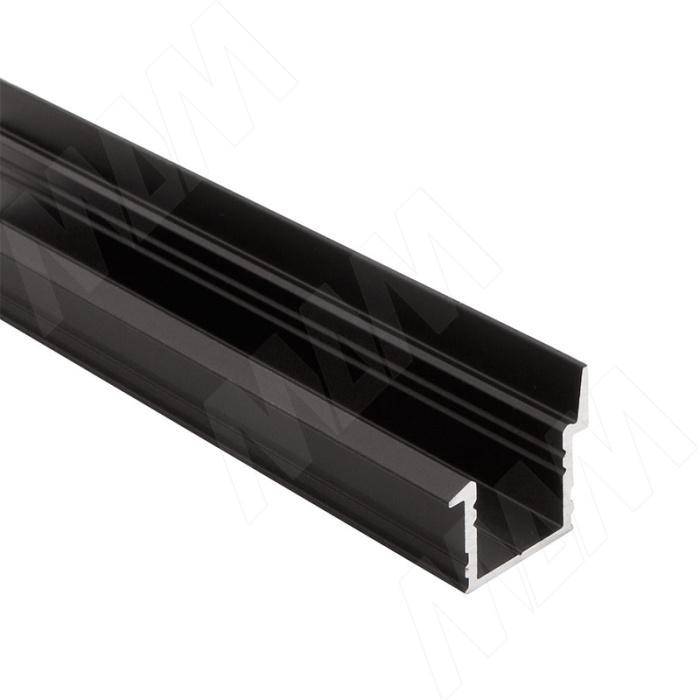 Профиль врезной со шторкой FM6, черный, 20х19мм, L-2000