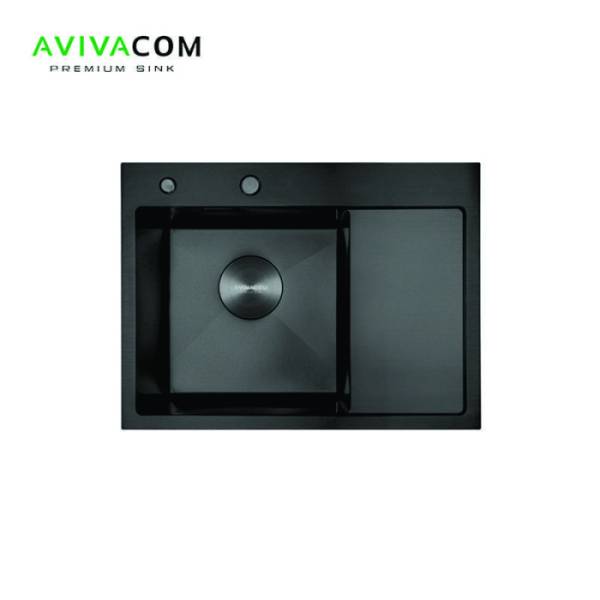 Мойка 580*480*210мм (3мм толщ.) Черный Нано левая + коландер +дозатор+сифон AVIVACOM